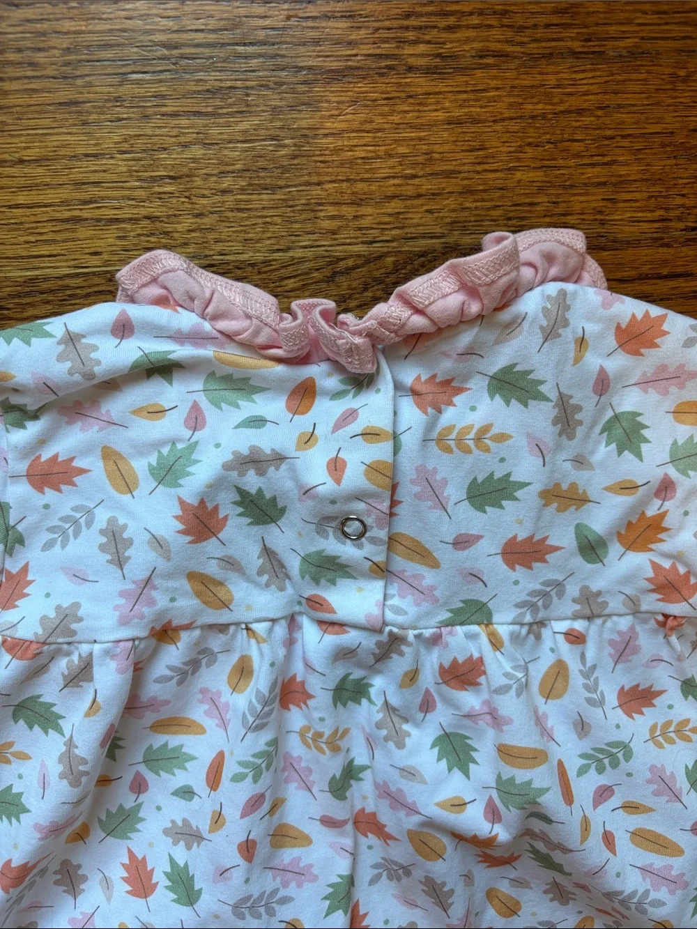 Stitchy Fish Cotton Girls Pink Floral Leaf Fall Ruffle One-Piece Romper size 3T